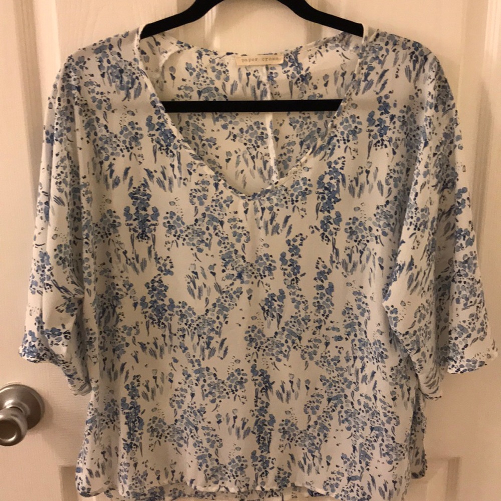 Paper Crown floral quarter sleeve top
